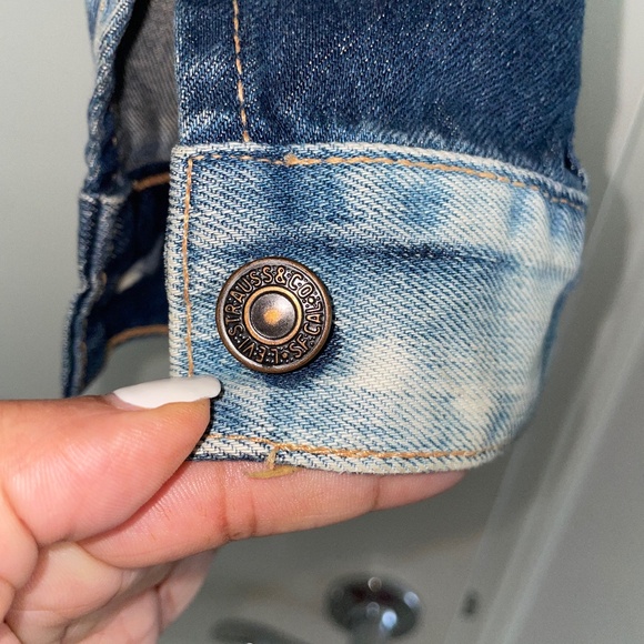 LEVI’S Rare Two Tone Dark Light Denim Zip-Up Jacket Size Girls L/ Women S - Picture 5 of 11